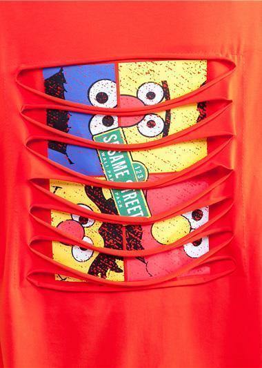 Handmade orange cotton clothes For Women prints o neck short summer shirt