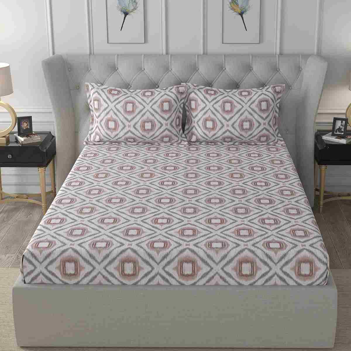 Regency Adley Printed 144TC 100 %Cotton Red Bed Sheet with Pillow Case