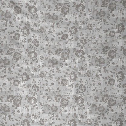 Backyard Patio Textured Floral Printed 100%Cotton Brown Bed Sheet with Pillow Case