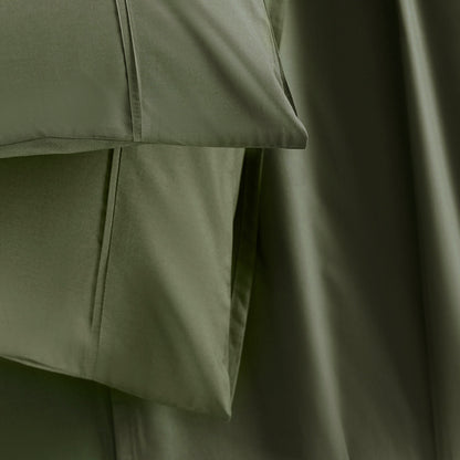 Slumber Plain Easy Care Percale 100% Cotton Green Crisp Bed Sheet with Pillow Case