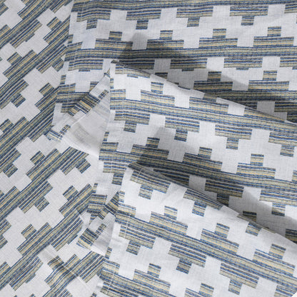 Whimsy Nature Twisty Melange Digital Printed 100% Cotton Blue Bedsheet with Pillow Case