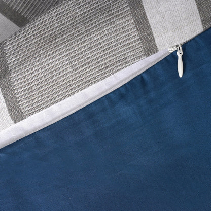 Whimsy Nature Vivid Plaid Woven 100% Cotton Blue Duvet Cover with Pillow Case