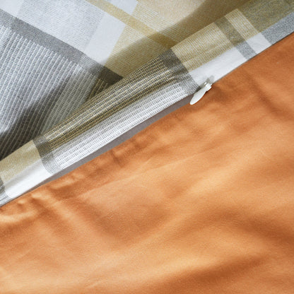 Whimsy Nature Vivid Plaid Woven 100% Cotton Rust 8pcs Duvet Cover Set