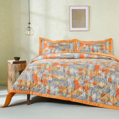 Whimsy Nature Brush Strokes Quilt/Quilted Bed Cover Rust