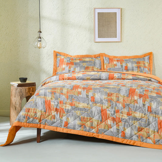 Whimsy Nature Brush Strokes Quilt/Quilted Bed Cover Rust