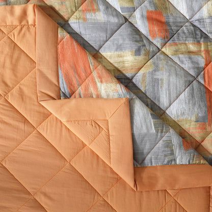 Whimsy Nature Brush Strokes Quilt/Quilted Bed Cover Rust