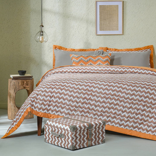 Whimsy Nature Twisty Melange Rust 8pcs Quilt/Quilted Bed Cover