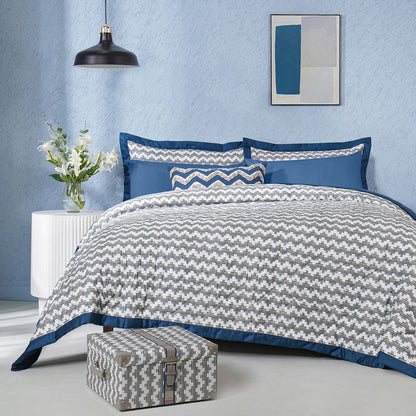 Whimsy Nature Twisty Melange Blue 8pcs Quilt/Quilted Bed Cover