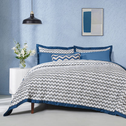 Whimsy Nature Twisty Melange Blue 8pcs Quilt/Quilted Bed Cover