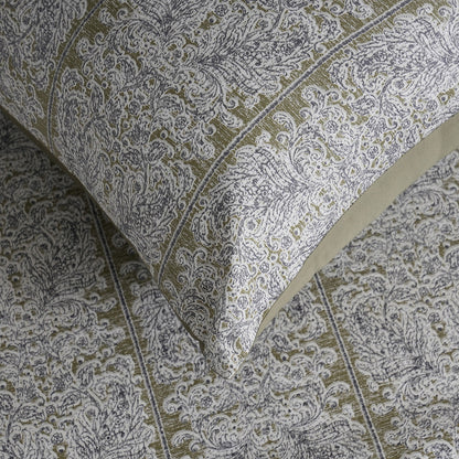 Classical Impression Folkloric 100% Cotton Bedsheet with Pillow Case Green