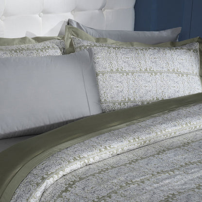 Classical Impression Folkloric 100% Cotton Duvet Cover with Pillow Case Green