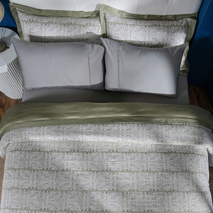 Classical Impression Folkloric 100% Cotton Duvet Cover with Pillow Case Green
