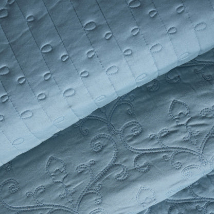 Classical Impression Swirling Quilt/Quilted Bed Cover Blue