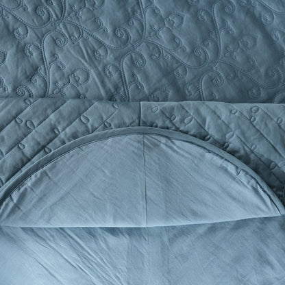 Classical Impression Swirling Quilt/Quilted Bed Cover Blue