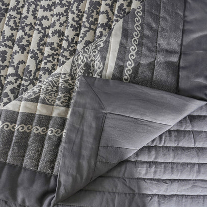 Classical Impression Ornamental Quilt/Quilted Bed Cover Grey