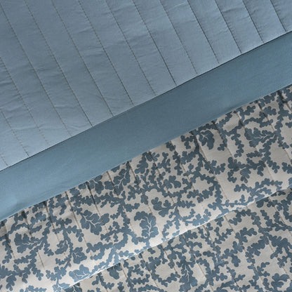 Classical Impression Ornamental 100% Cotton 8pcs Quilt/Qulited Bed Cover Set Blue