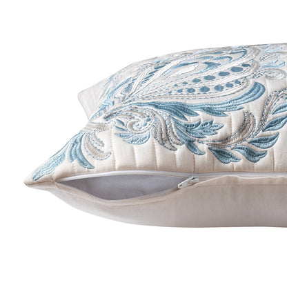 Classical Impression Bloom 100% Cotton Cushion Cover Blue