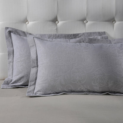 Classical Impression Curly Scroll 100% Cotton Pillow Sham Set Grey