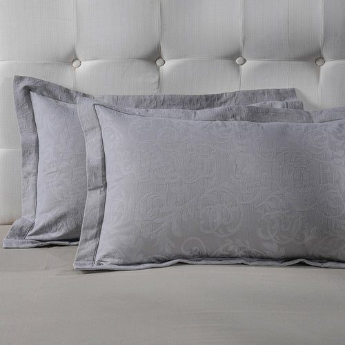 Classical Impression Curly Scroll 100% Cotton Pillow Sham Set Grey