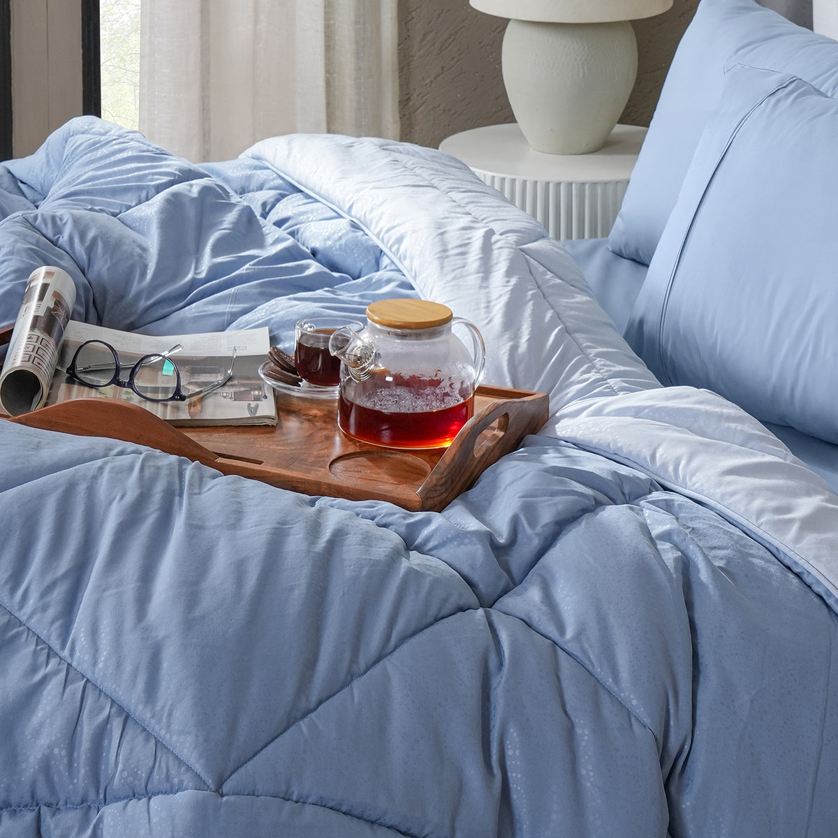 Gravel 250 GSM reversible textured Blue Quilt