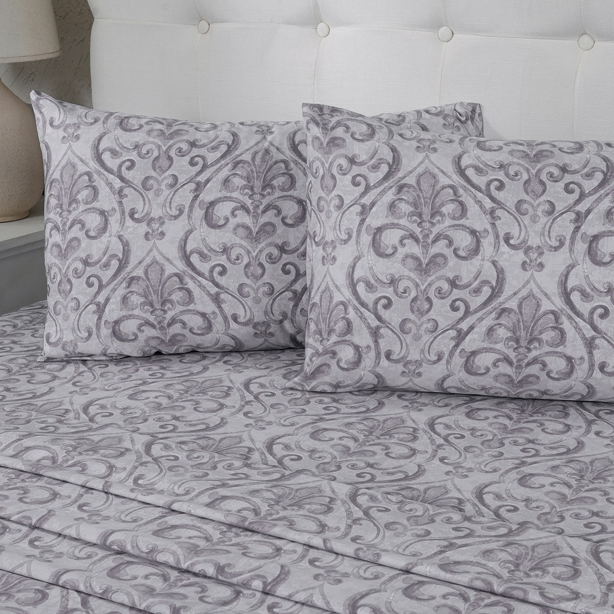PBS Vintage Chic Dawson 100% Cotton Bedsheet with Pillow Case Grey