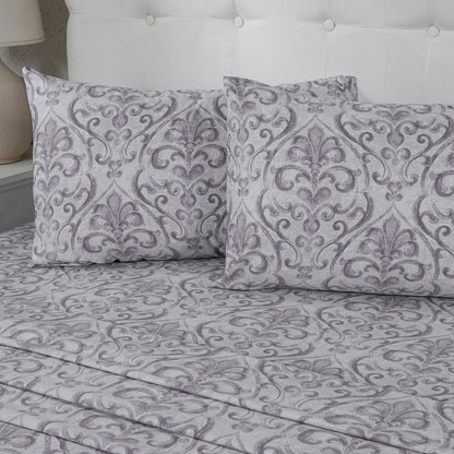 PBS Vintage Chic Dawson 100% Cotton Bedsheet with Pillow Case Grey