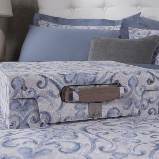 PBS Vintage Chic Dawson 100% Cotton 8 Pcs Duvet Cover Set Blue