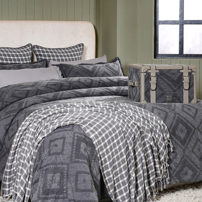 Rurban Elegance Argyl 11 pcs Quilt/Quilted Bed Cover Set Grey