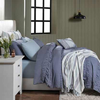 Rurban Elegance Ruching Rhapsody 11 pcs Quilt/Quilted Bed Cover Set Grey