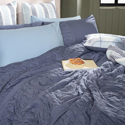 Rurban Elegance Ruching Rhapsody 11 pcs Quilt/Quilted Bed Cover Set Grey