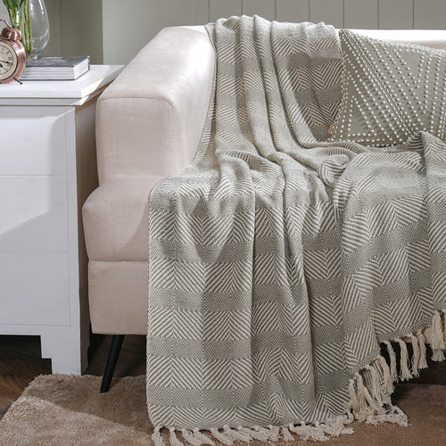 Rurban Elegance Fine Bone 100% Cotton 1PC Throw Grey