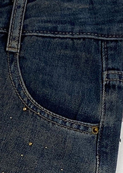 2026 New Hollow Out Butterfly Zircon Straight Jeans