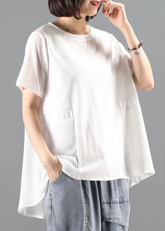 Beautiful white tops women Wardrobes o neck patchwork summer tops