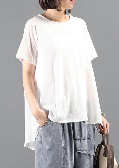 Beautiful white tops women Wardrobes o neck patchwork summer tops