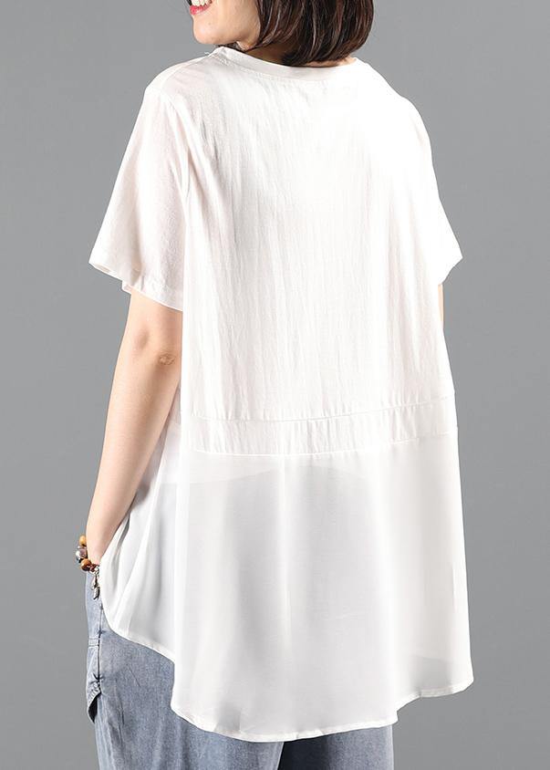 Beautiful white tops women Wardrobes o neck patchwork summer tops