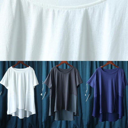 Beautiful white tops women Wardrobes o neck patchwork summer tops