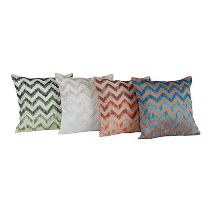 Maspar Machine Embroidery Ikat Zig Zag Cushion Cover Blue