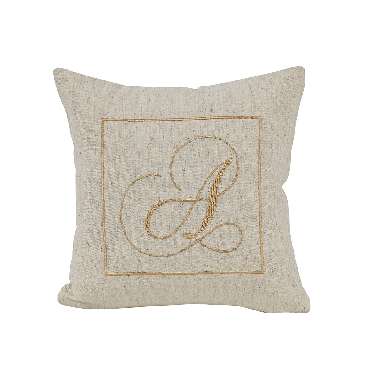 Maspar Machine Embroidery Monogram A/Cotton Flax Cushion Cover Beige