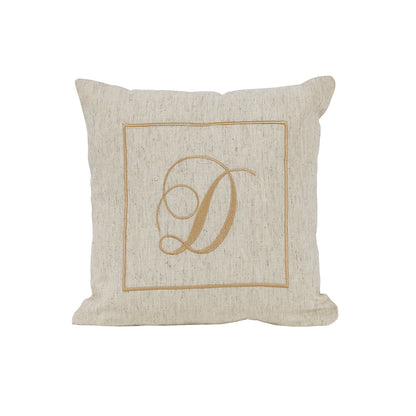 Maspar Machine Embroidery Monogram D/Cotton Flax Cushion Cover Beige