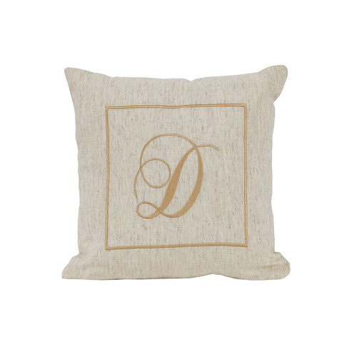 Maspar Machine Embroidery Monogram D/Cotton Flax Cushion Cover Beige