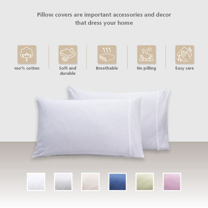 Eden Solid 100% Cotton Beige 2PC Pillow Case Set
