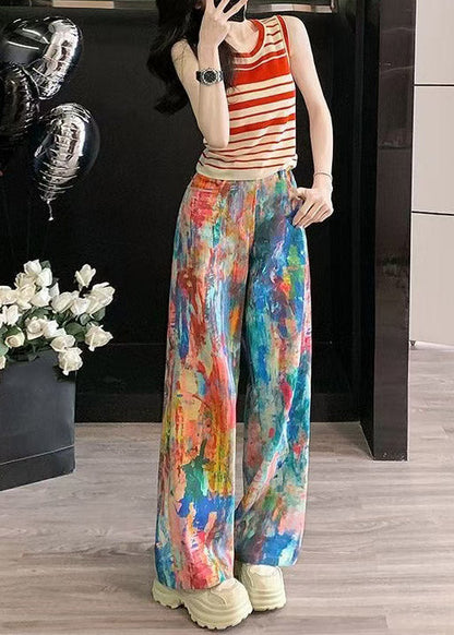 Handmade Tie Dye Top And Wide Leg Jeans Two Piece Set Summer