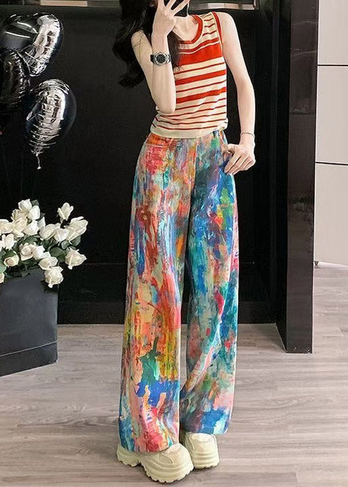 Handmade Tie Dye Top And Wide Leg Jeans Two Piece Set Summer