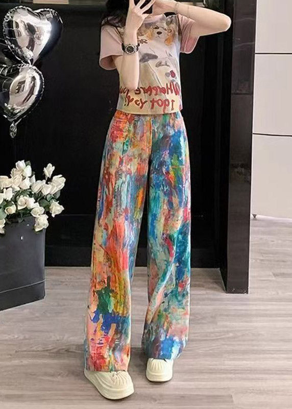 Handmade Tie Dye Top And Wide Leg Jeans Two Piece Set Summer
