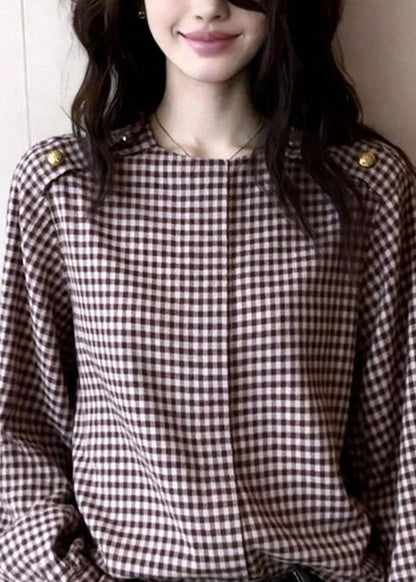 Natural Plaid Button Patchwork Shirt Spring