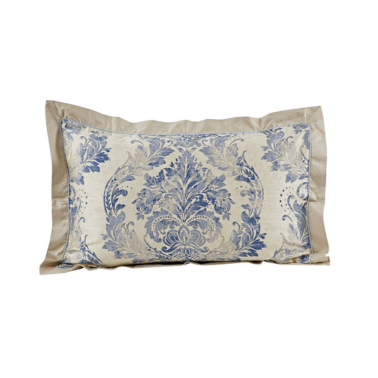 Vintage Quilted Hand Gallant Damask Print Pillow Sham Set Blue