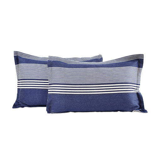 Hues Woven Stripical Mishmash Pillow Sham Set Blue