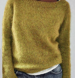 New women's solid color basic knit sweater round neck