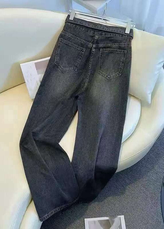 Style Dark Blue Pockets Patchwork Jeans Summer