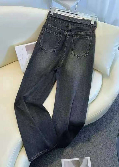 Style Dark Blue Pockets Patchwork Jeans Summer